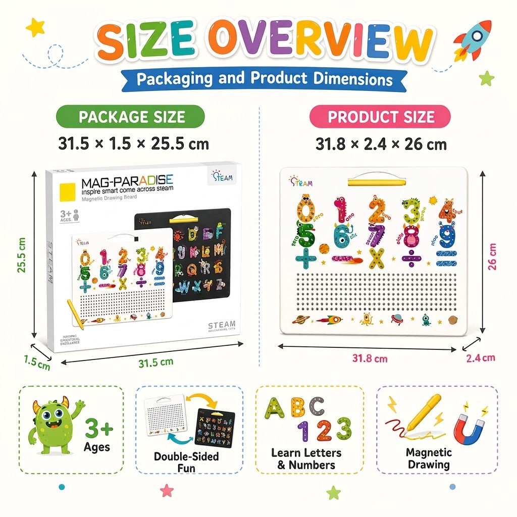 Double-Sided Magnetic Letter & Number Tracing Board Toy for Toddlers