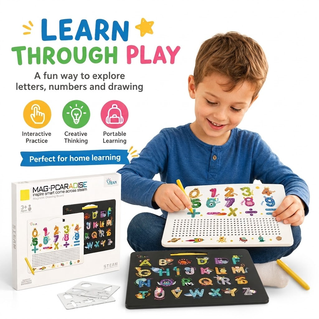 Double-Sided Magnetic Letter & Number Tracing Board Toy for Toddlers