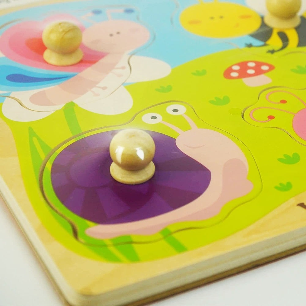 Viga - Flat Puzzle With Big Wooden Knob - Insect