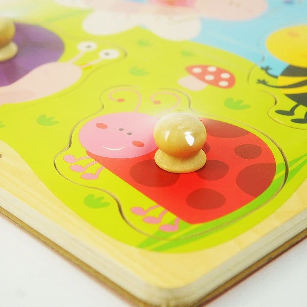 Viga - Flat Puzzle With Big Wooden Knob - Insect