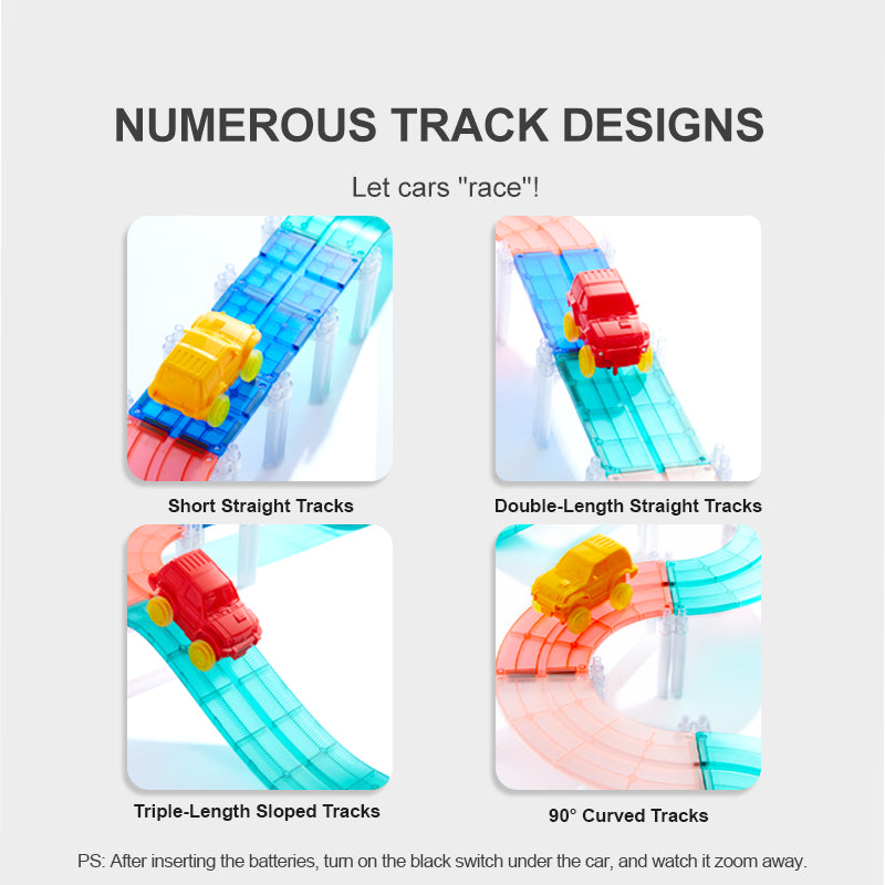 Mideer Racing Track Magnetic Tiles Set – STEM Building Toy for Kids