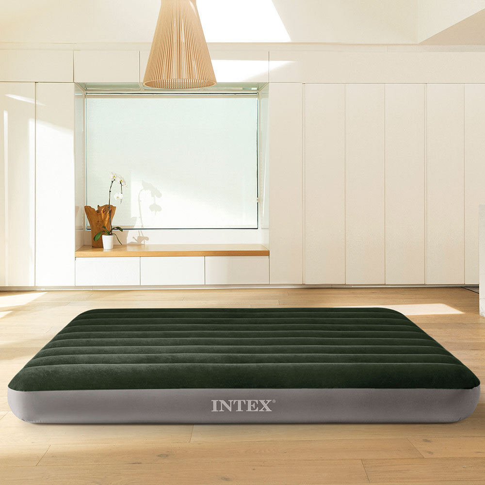 INTEX QUEEN DURA BEAM DOWNY AIRBED W/FOOT BIP - 1.52MX2.03MX25