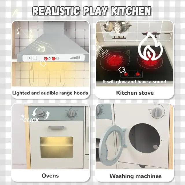 Edufun Wooden Play Kitchen With Cookware