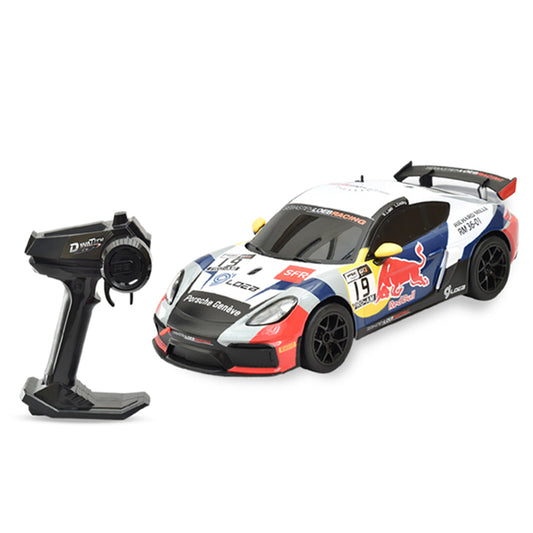 Porsche 718 Cayman GT4 Clubsport RC Car – White & Blue (Sébastien Loeb Edition)