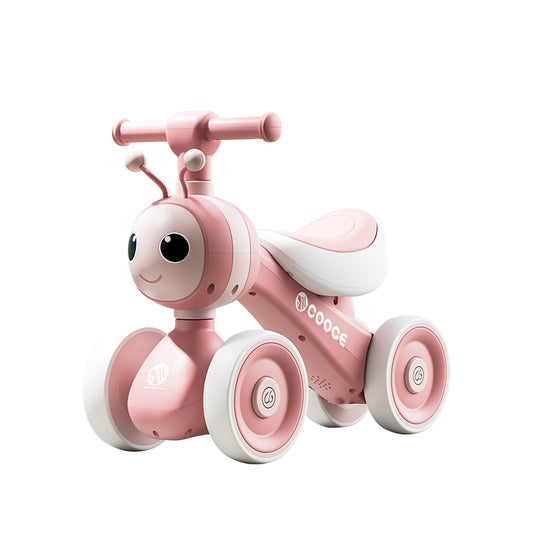 TOBBI KIDS 4 WHEEL CUTE HONEY BEE BALANCE BIKE - PINK