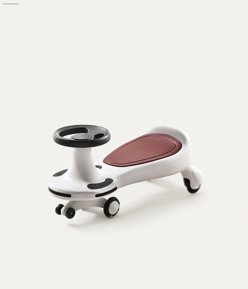 TOBBI KIDS SILENT WHEEL MAGIC TWIST WIGGLE SWING CAR - WHITE