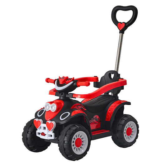 TOBBI KIDS 3 IN 1 ATV QUAD RIDEON WITH PUSH BAR - BLACK/RED