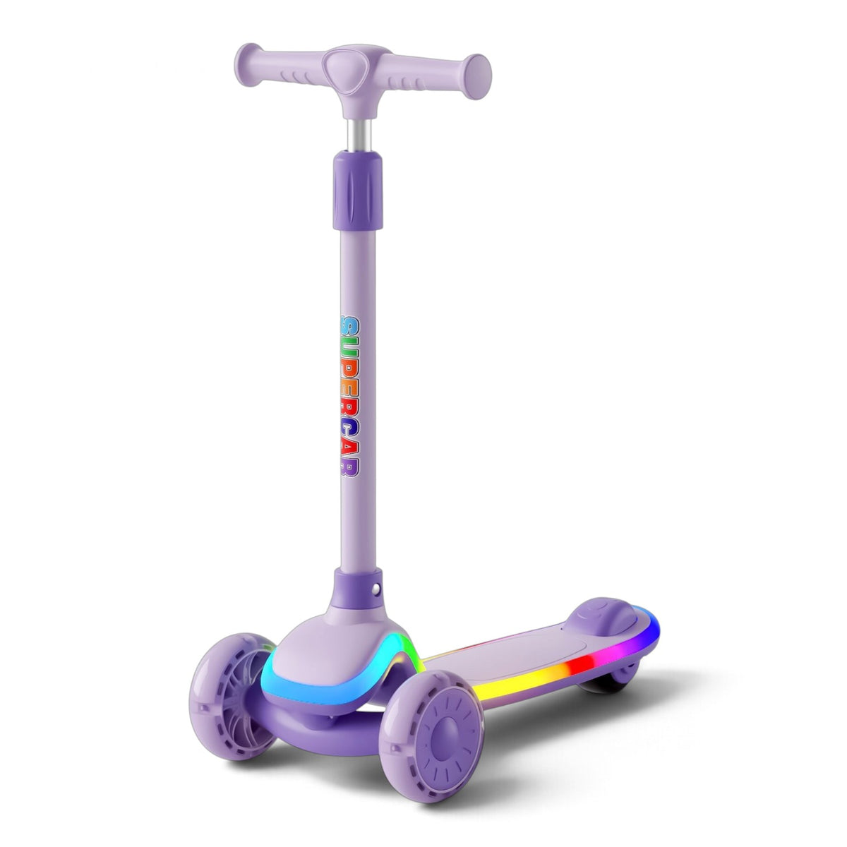 TOBBI KIDS 3 WHEEL ADJUSTABLE HEIGHT KICK SCOOTER WITH LIGHT UP WHEELS - PURPLE