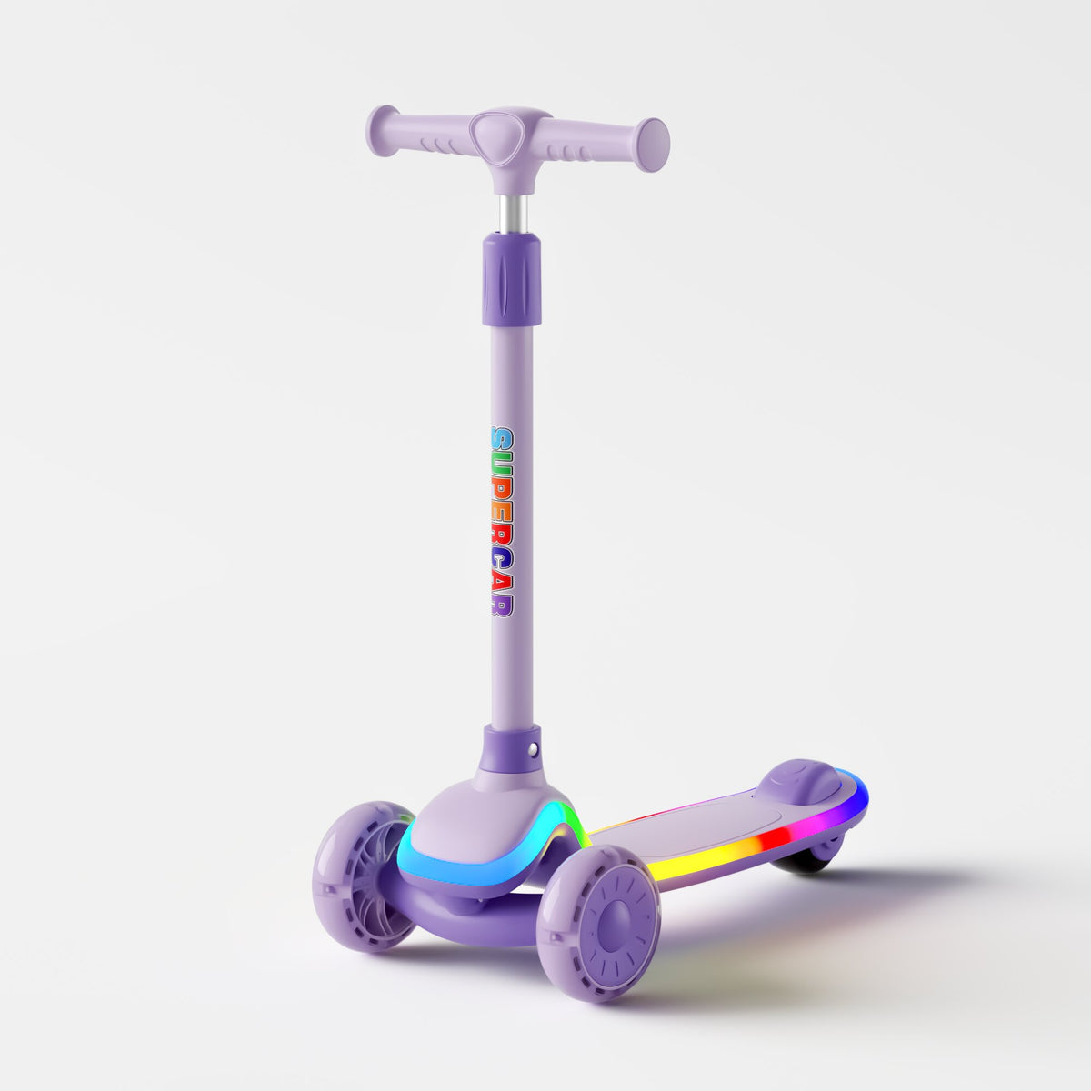 TOBBI KIDS 3 WHEEL ADJUSTABLE HEIGHT KICK SCOOTER WITH LIGHT UP WHEELS - PURPLE