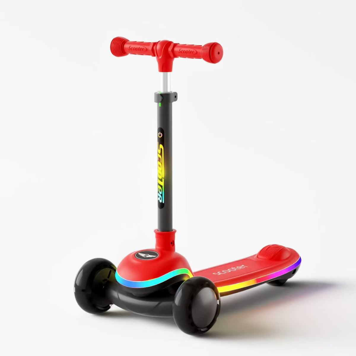 TOBBI KIDS 3 WHEEL ADJUSTABLE HEIGHT KICK SCOOTER WITH LIGHT UP WHEELS -RED