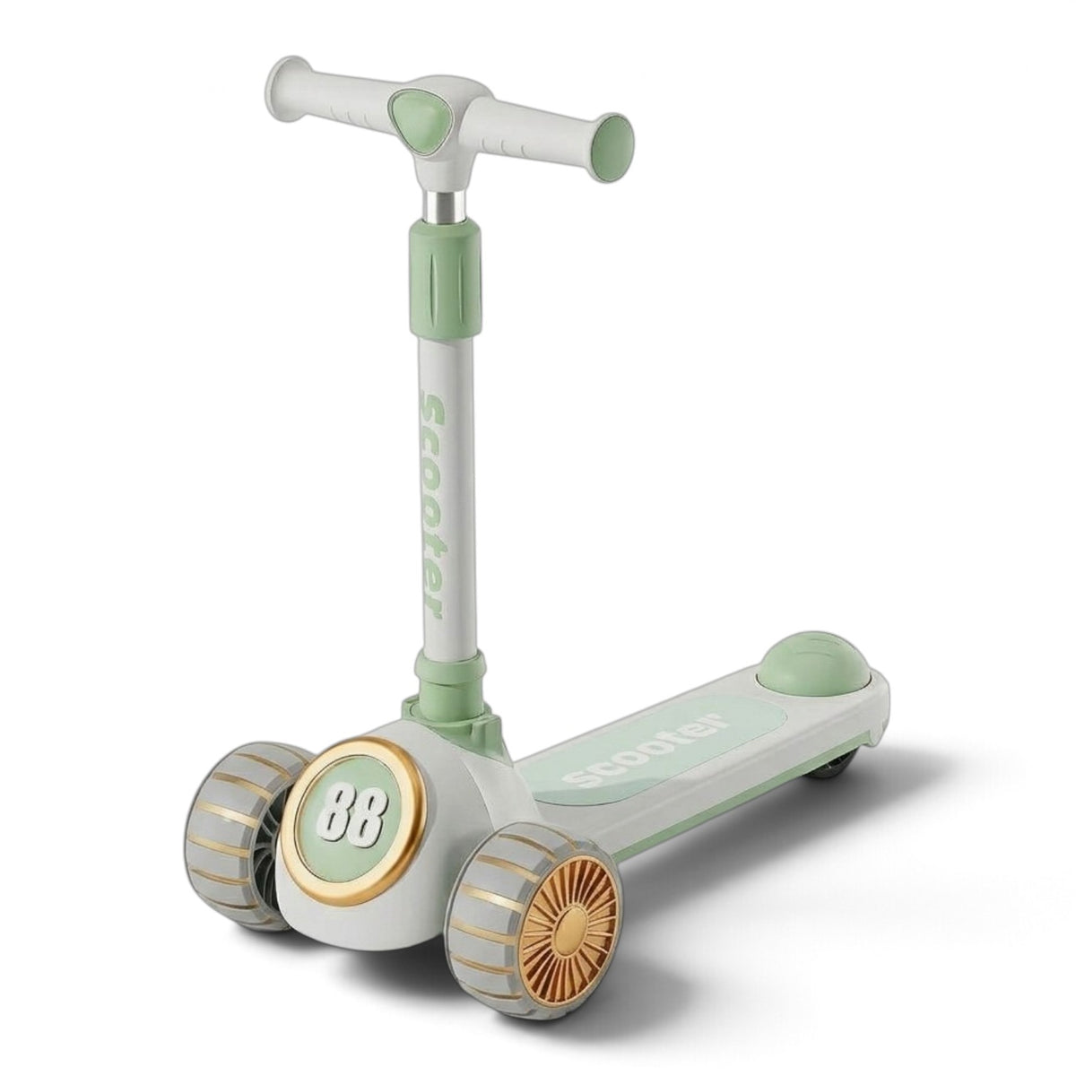 TOBBI KIDS 3 WHEEL ADJUSTABLE HEIGHT KICK SCOOTER WITH ELECTROPLATED ACCENTS -WHITE/GREEN