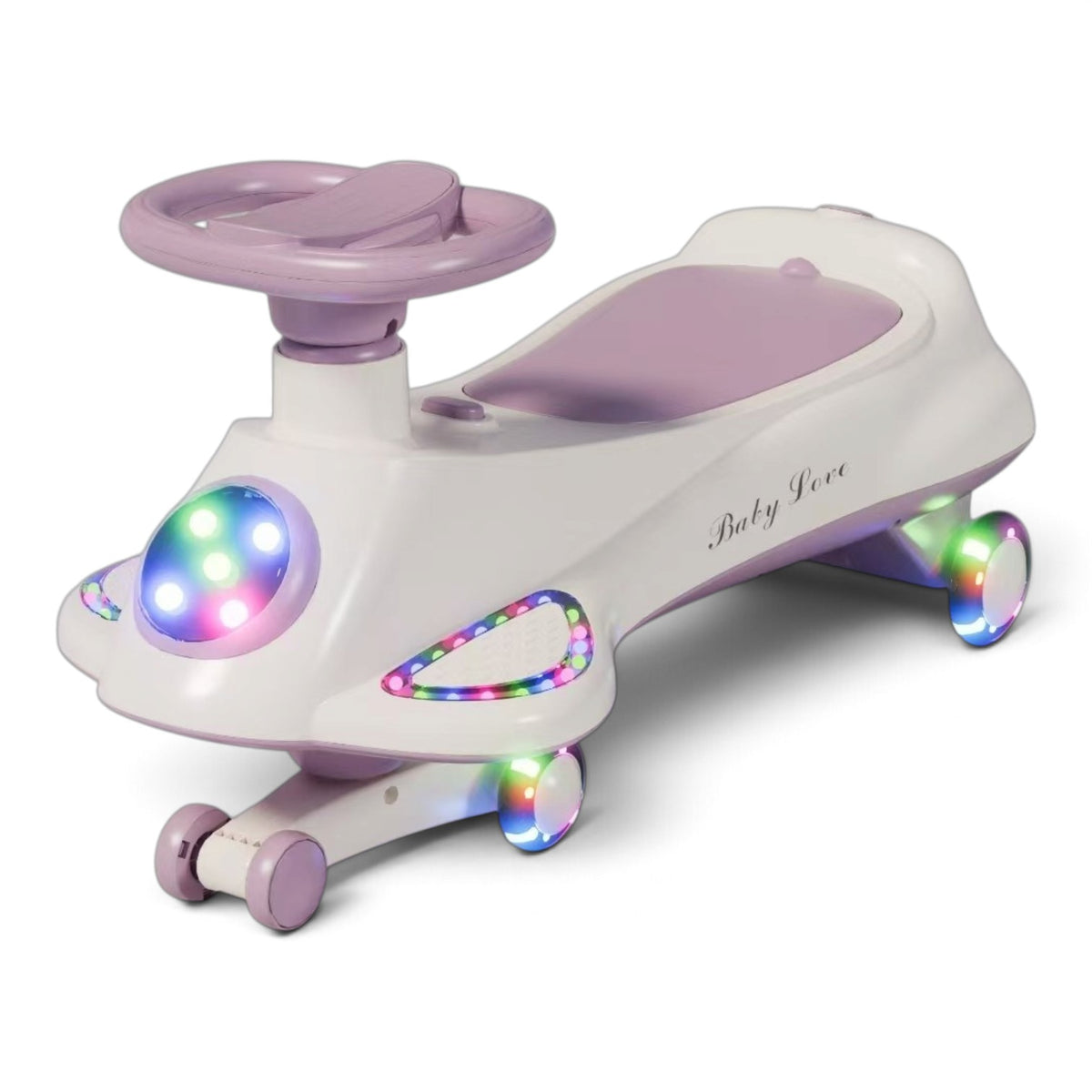 TOBBI KIDS MAGIC TWIST SWING CAR WITH UNDER SEAT STORAGE BOX-PURPLE/WHITE