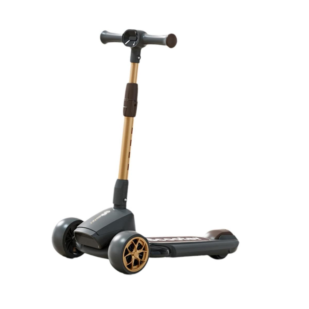 TOBBI KIDS 3 WHEEL FOLDABLE KICK SOOTER WITH GOLD STEM - BLACK
