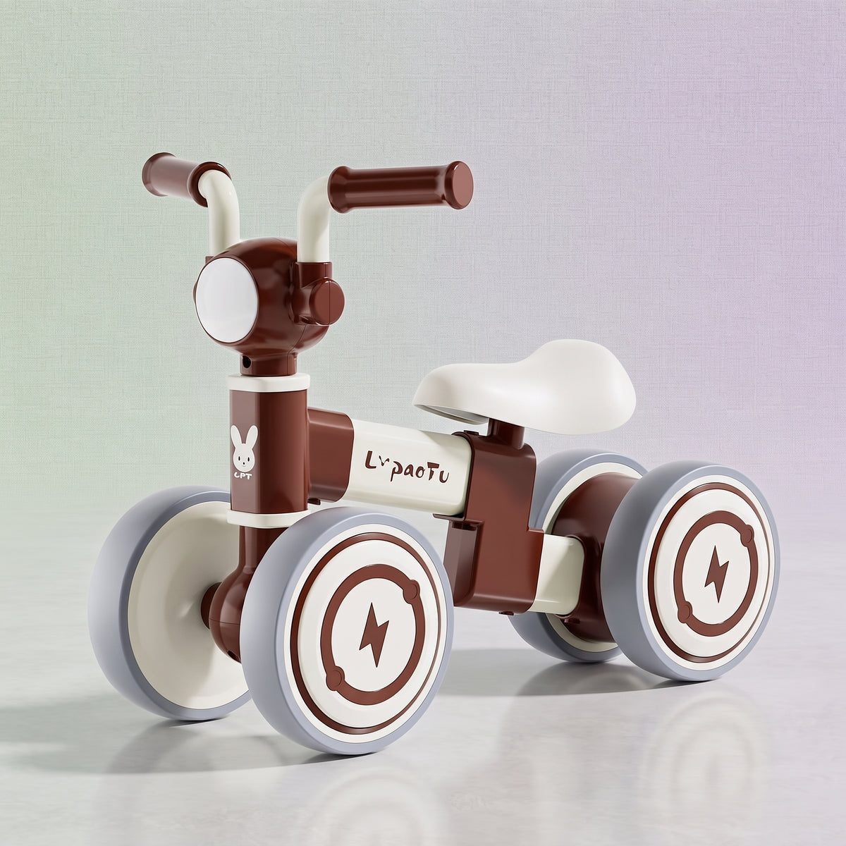 TOBBI KIDS 4 WHEEL MINI BIKE WITH HEADLIGHT - BROWN/WHITE