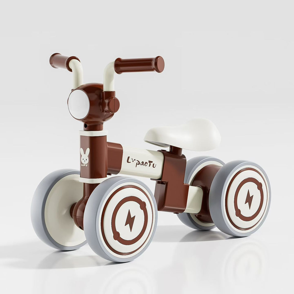 TOBBI KIDS 4 WHEEL MINI BIKE WITH HEADLIGHT - BROWN/WHITE