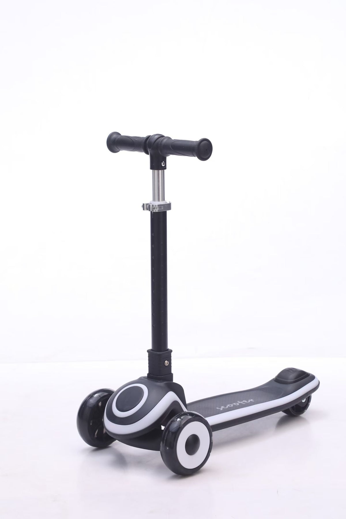 TOBBI KIDS 3 WHEEL ADJUSTABLE HEIGHT KICK SCOOTER WITH LED ACCENTS & LIGHT UP WHEELS - BLACK