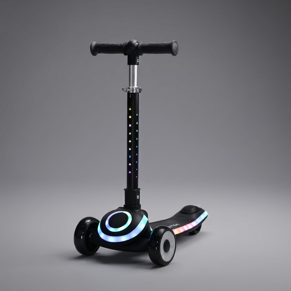 TOBBI KIDS 3 WHEEL ADJUSTABLE HEIGHT KICK SCOOTER WITH LED ACCENTS & LIGHT UP WHEELS - BLACK