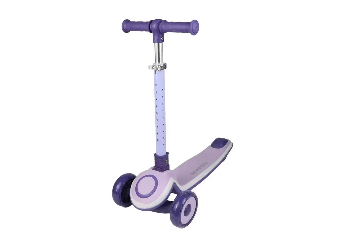 TOBBI KIDS 3 WHEEL ADJUSTABLE HEIGHT KICK SCOOTER WITH LED - PURPLE