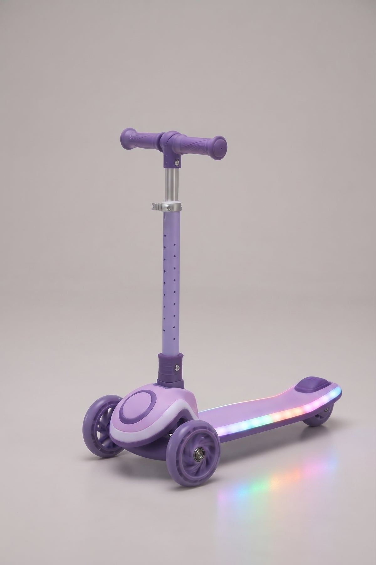 TOBBI KIDS 3 WHEEL ADJUSTABLE HEIGHT KICK SCOOTER WITH LED - PURPLE
