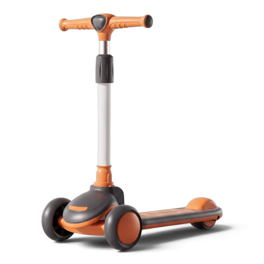 TOBBI KIDS 3 WHEEL SMART KICK SCOOTER WITH MUSIC & LIGHTS - BLACK/ORANGE