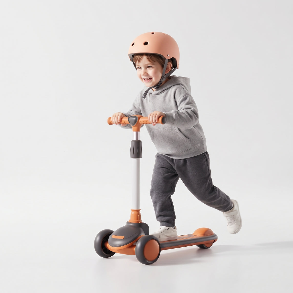 TOBBI KIDS 3 WHEEL SMART KICK SCOOTER WITH MUSIC & LIGHTS - BLACK/ORANGE