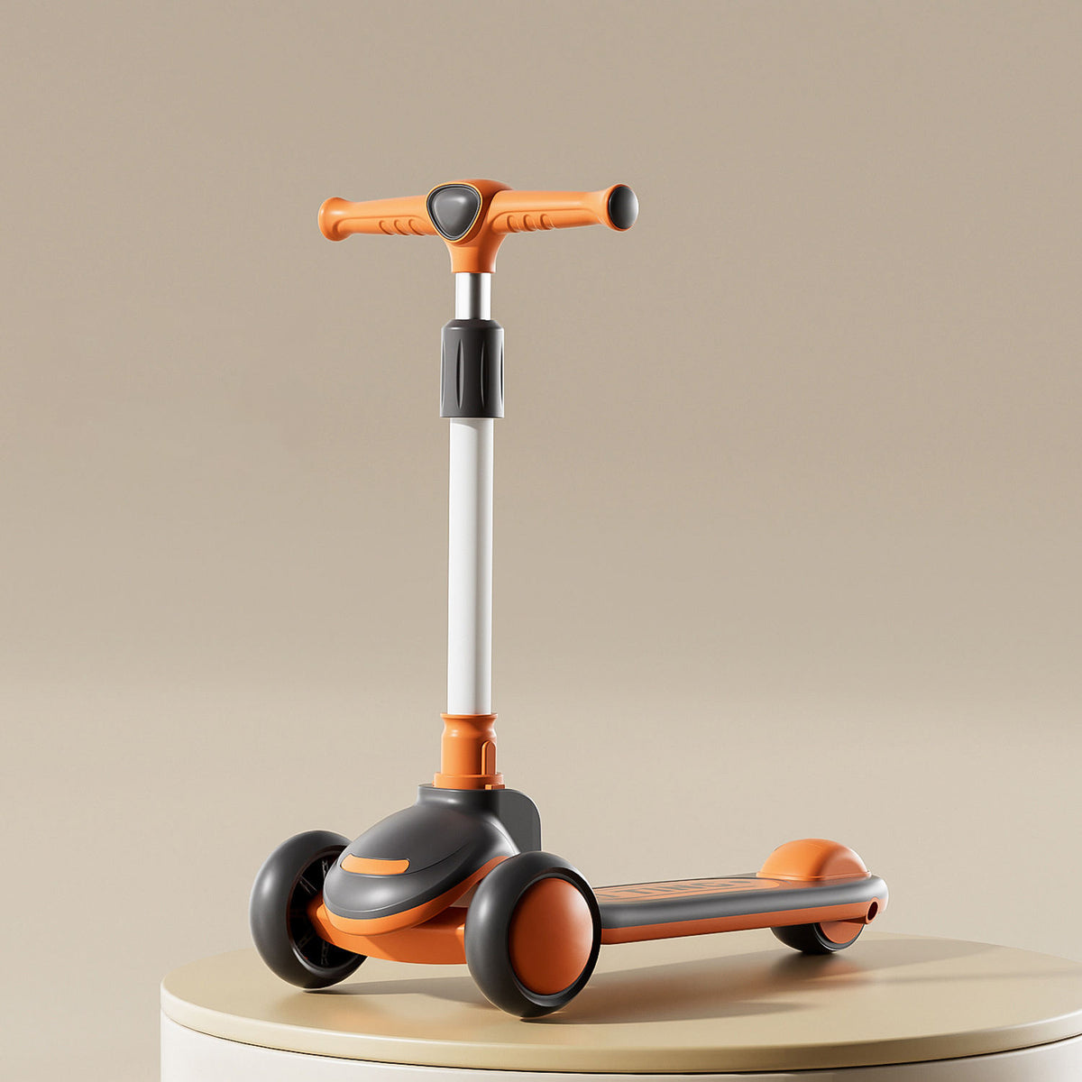 TOBBI KIDS 3 WHEEL SMART KICK SCOOTER WITH MUSIC & LIGHTS - BLACK/ORANGE