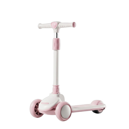 TOBBI KIDS 3 WHEEL SMART KICK SCOOTER WITH MUSIC & LIGHTS - WHITE/PINK