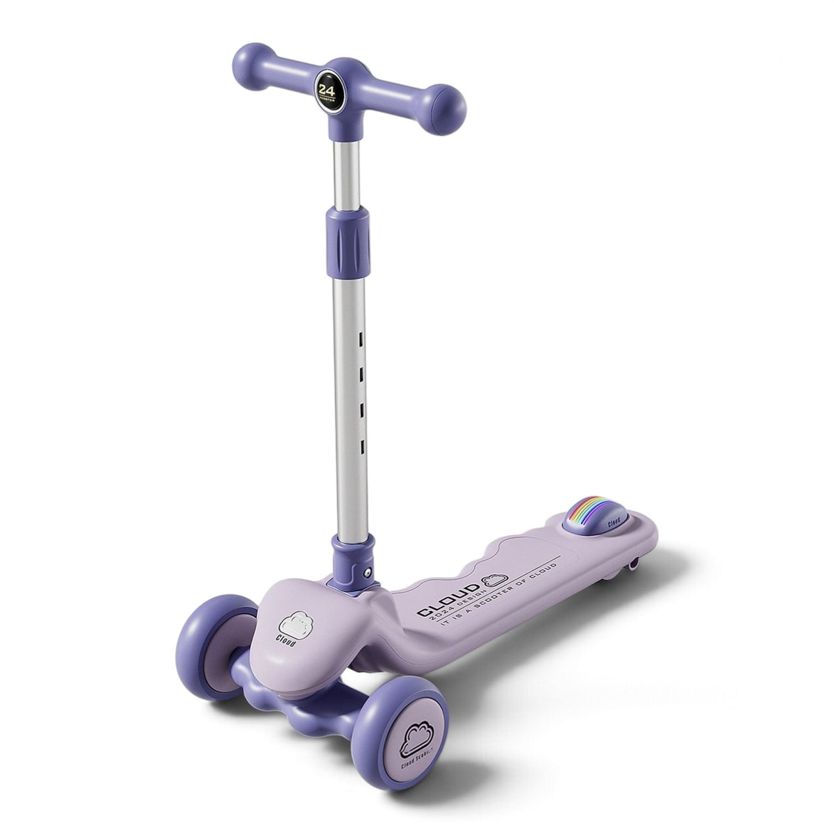 TOBBI KIDS 3 WHEEL ADJUSTABLE HEIGHT KICK SCOOTER WITH LED ACCENTS & LIGHT UP WHEELS - PURPLE