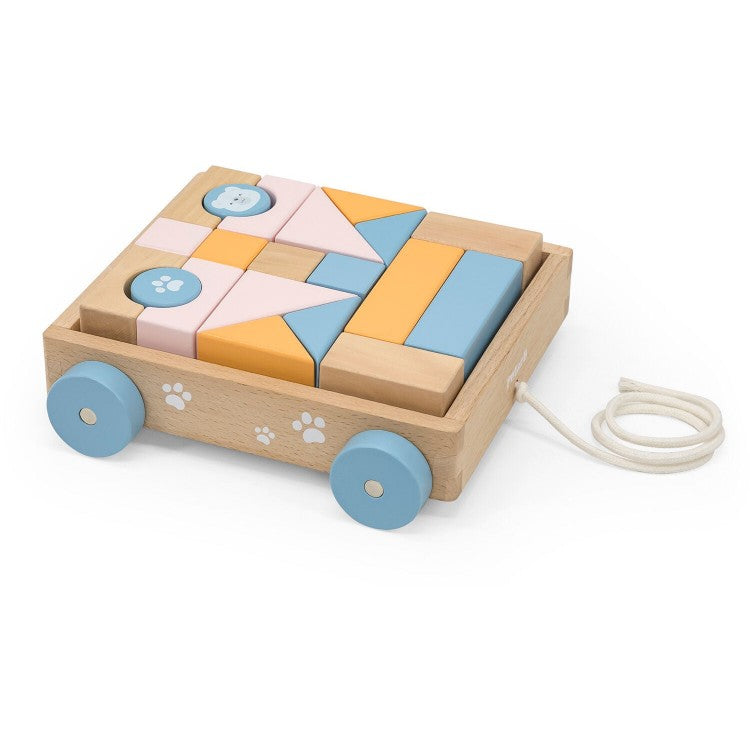 Viga - Wooden Pull Along Block Wagon