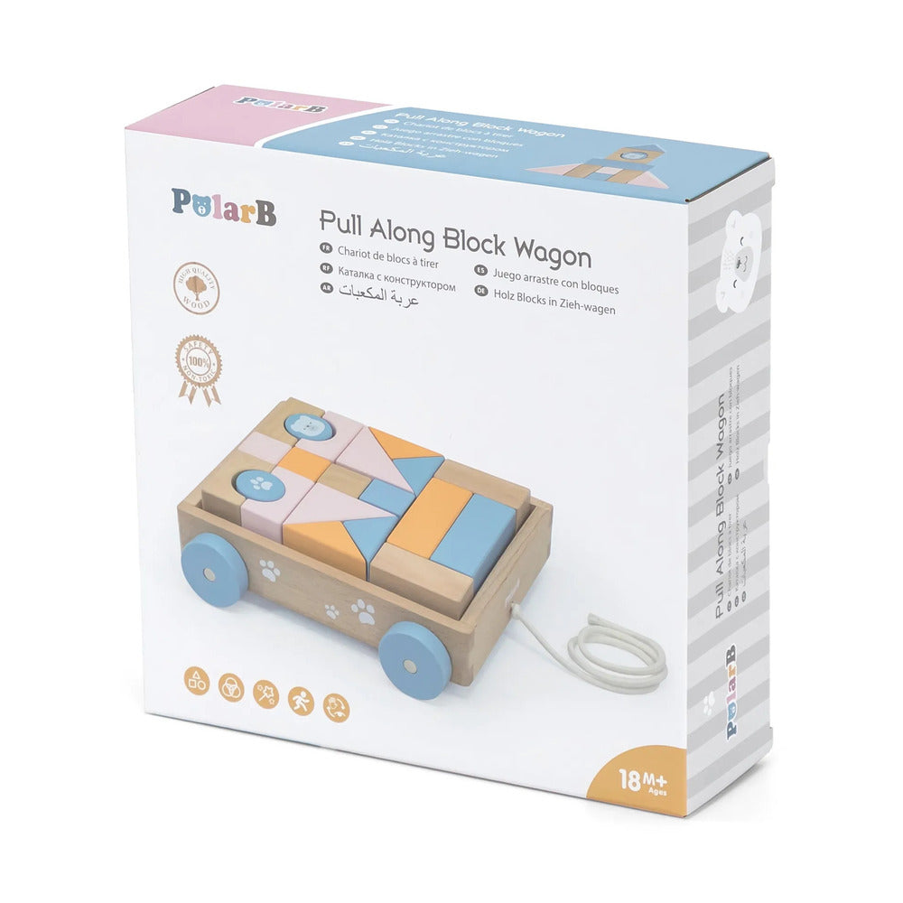 Viga - Wooden Pull Along Block Wagon