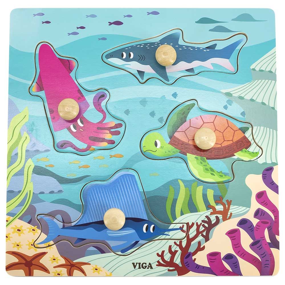 Viga - Wooden Knob Puzzle - Sea Animals