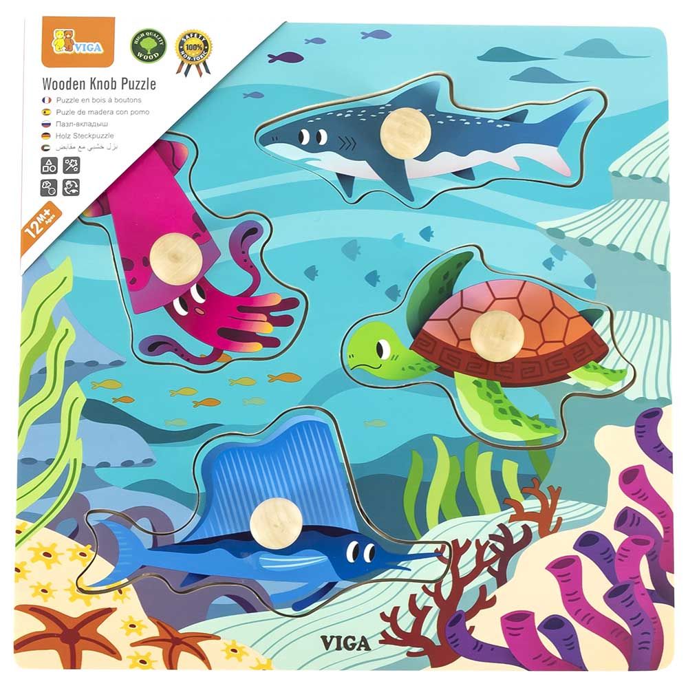 Viga - Wooden Knob Puzzle - Sea Animals