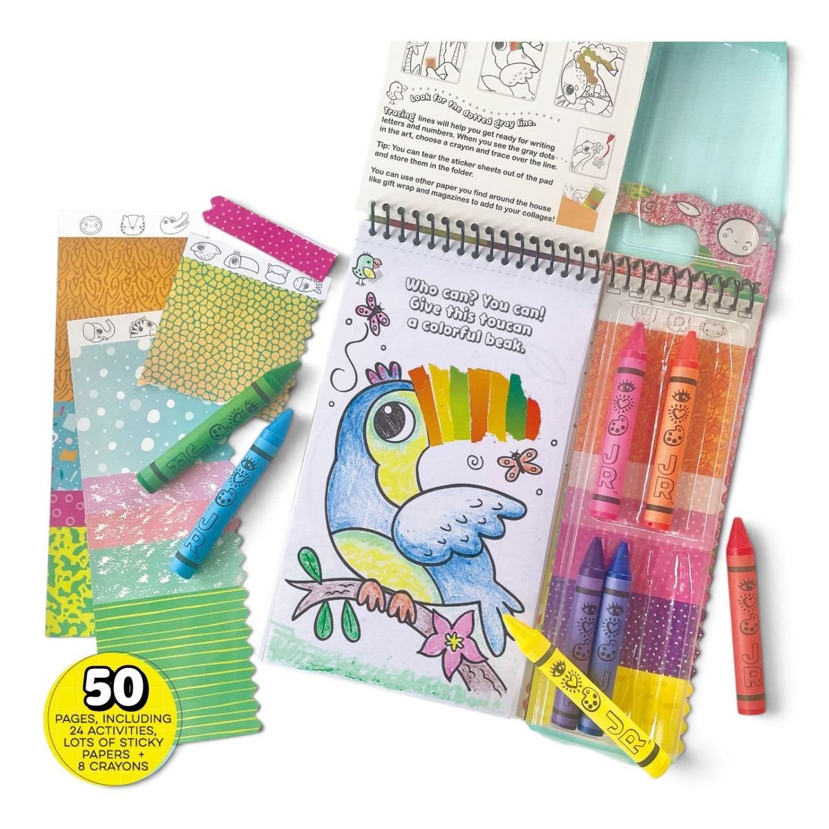 Coloring and sticker book for children with safari-themed colors