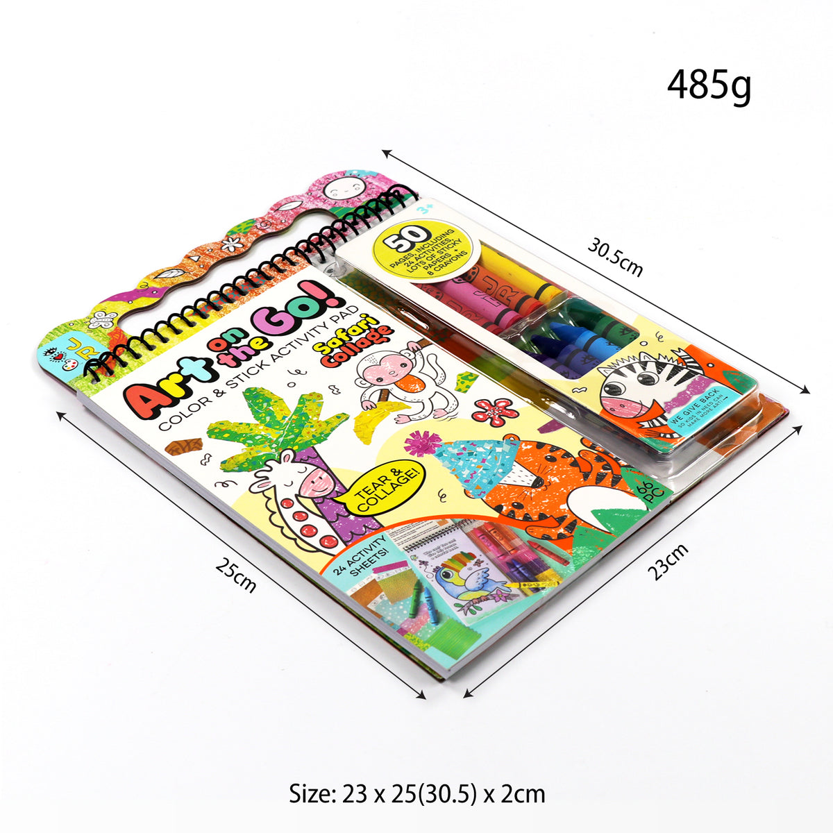 Coloring and sticker book for children with safari-themed colors