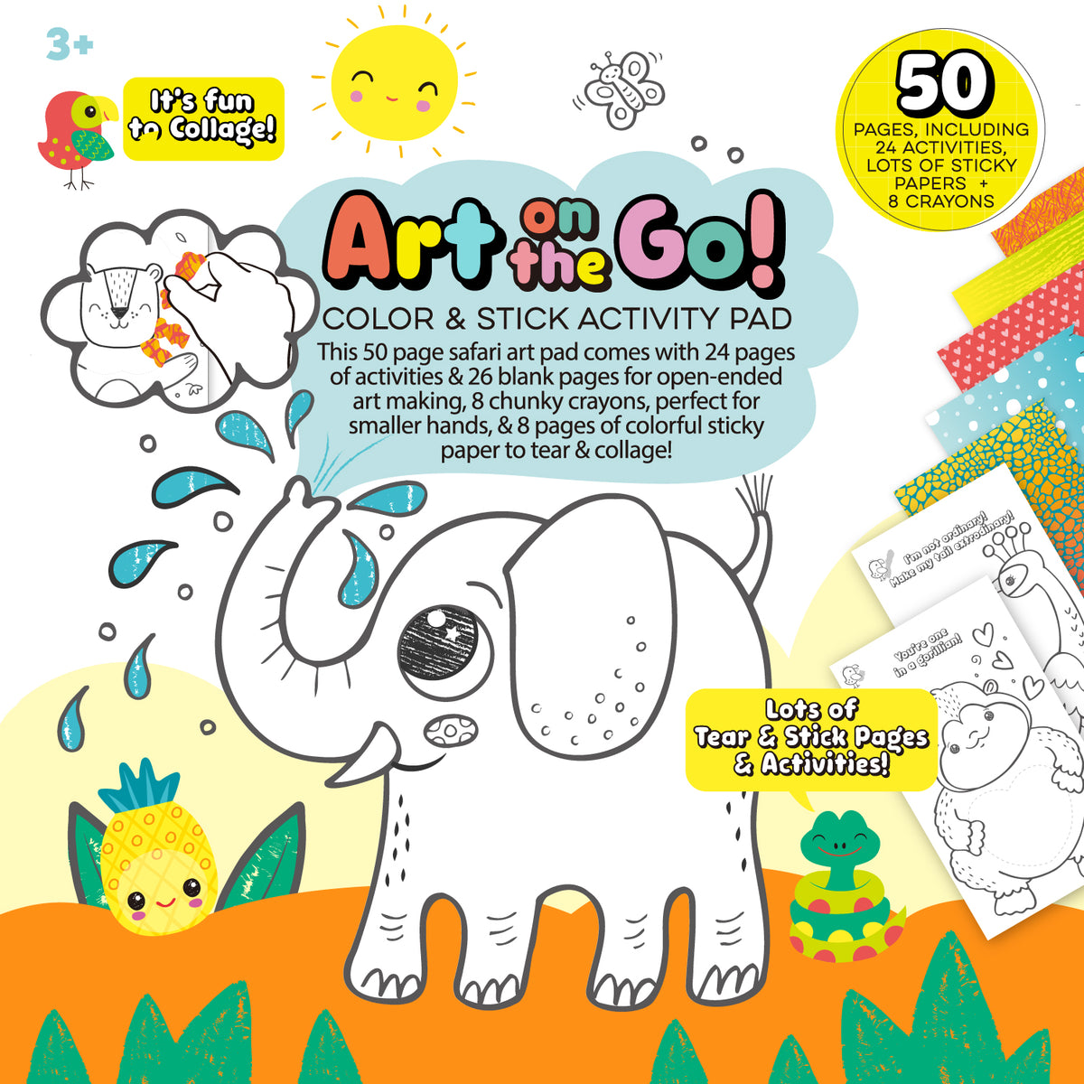 Coloring and sticker book for children with safari-themed colors