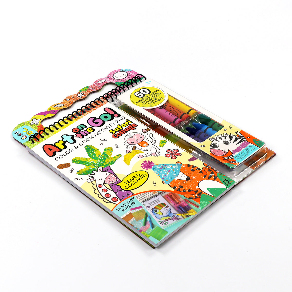 Coloring and sticker book for children with safari-themed colors