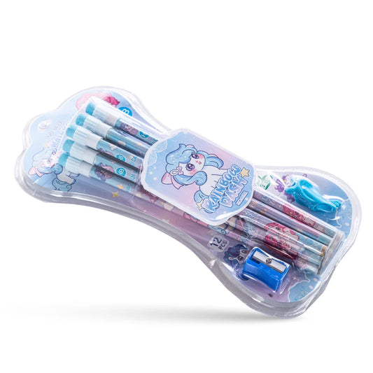 Eazy Kids 12-Piece HB Pencil Set w/Eraser & Grip -Blue