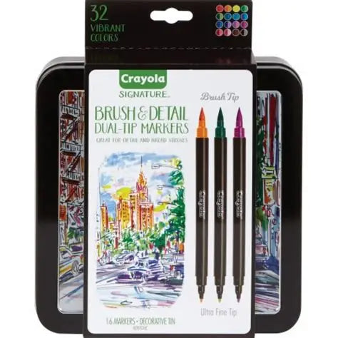 16CT. BRUSH & DETAIL DUAL-ENDED MARKERS
