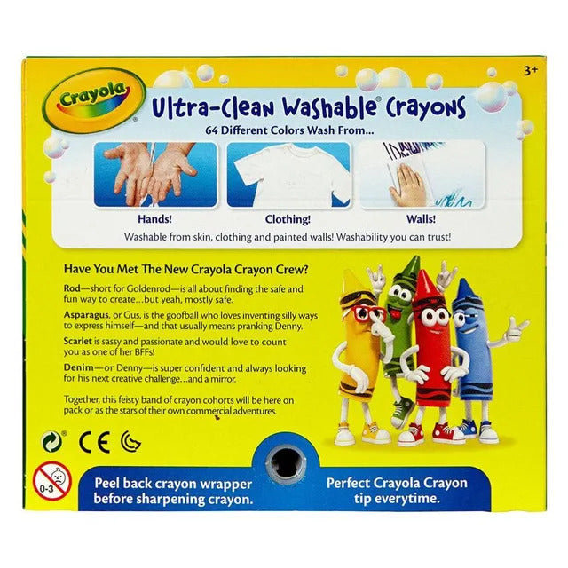 Crayola - 64 Ct Ultra-Clean Washable Crayons-Regular Size