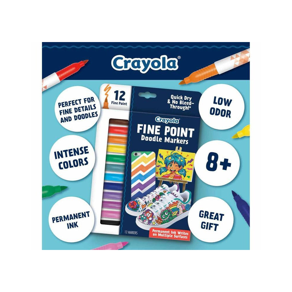 Crayola - Fine Point Doodle Markers - 12 Ct