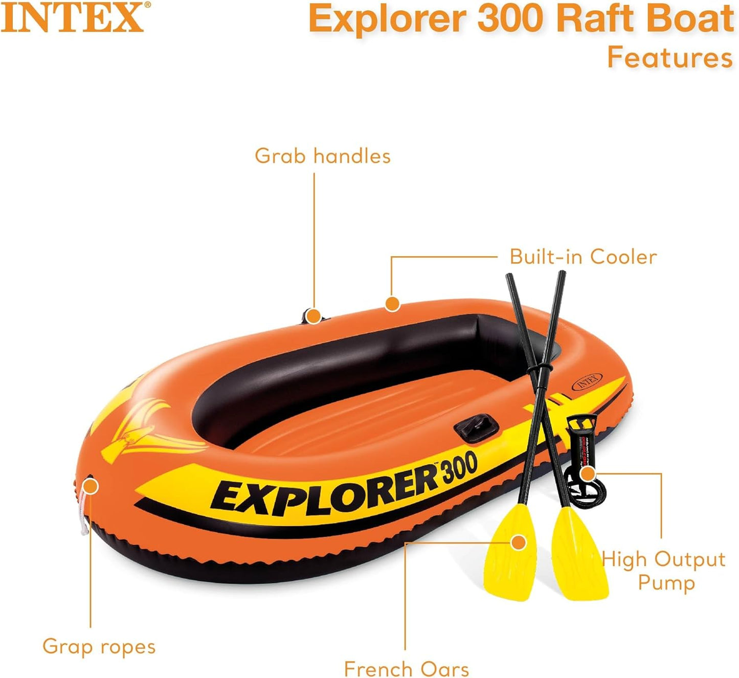 INTEX EXPLORER 300 BOAT SET 211CM x 117CM x 41CM