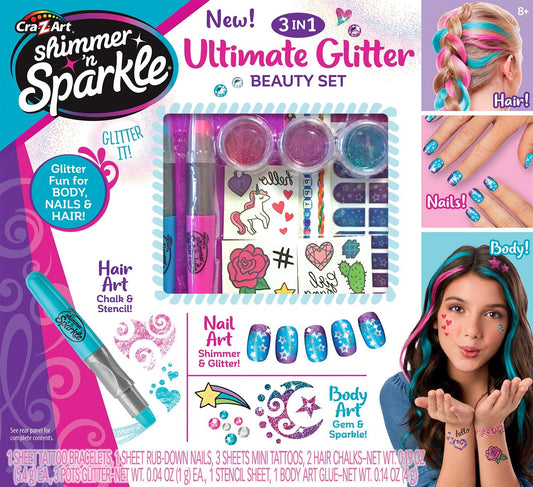 Shimmer N Sparkle 3 in1 Ultimate glitter beauty set