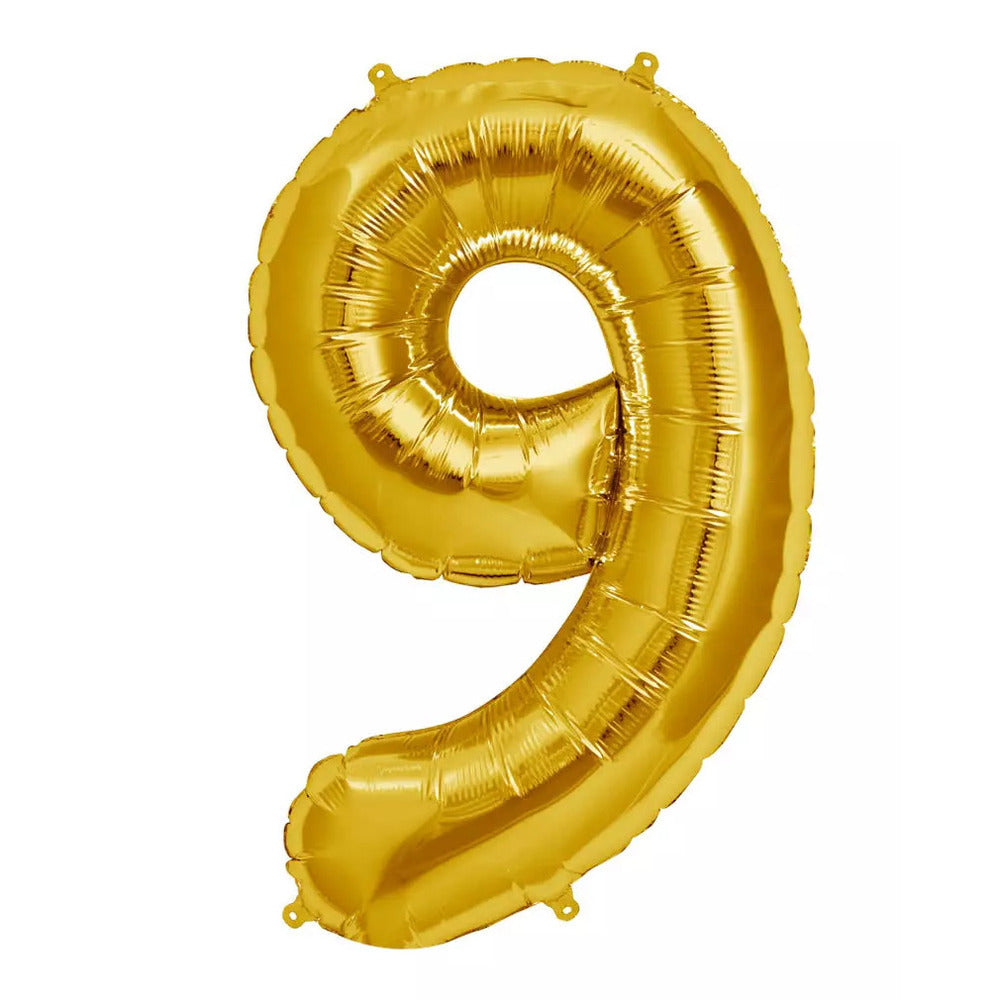 Helium Balloon - Gold - Number 9