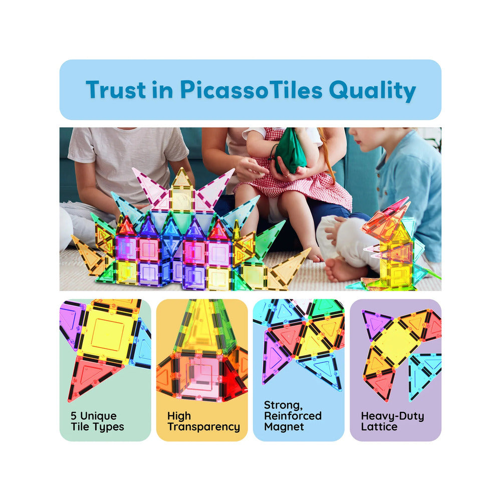 Picasso Tiles - Magnetic 3D Blocks - 61 Pcs