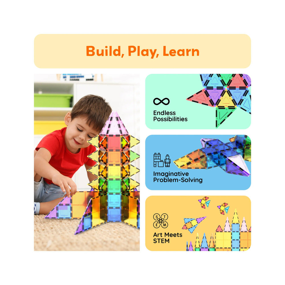Picasso Tiles - Magnetic 3D Blocks - 61 Pcs