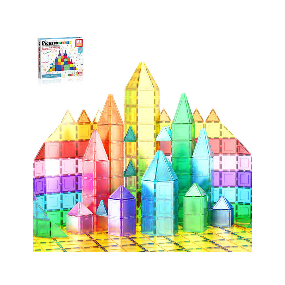 Picasso Tiles - Magnetic 3D Blocks - 61 Pcs