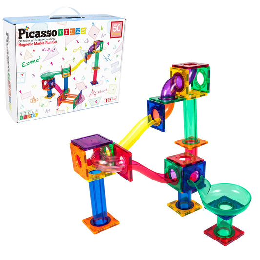 Picasso Tiles - Magnetic Marble Run - 50 Pcs