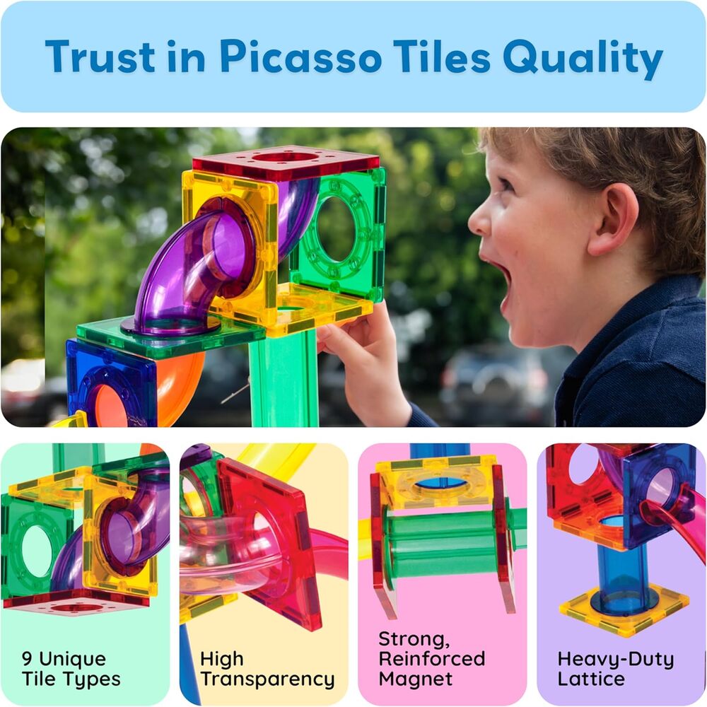 Picasso Tiles - Magnetic Marble Run - 100 Pcs