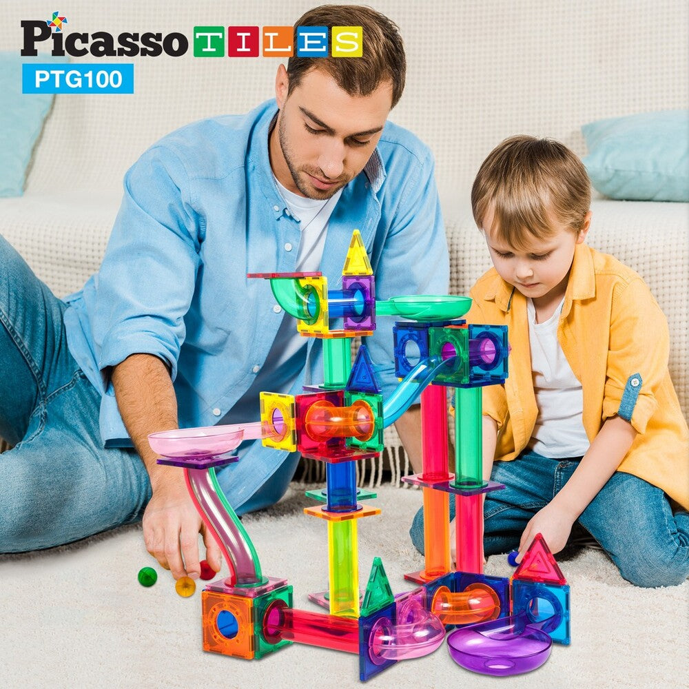 Picasso Tiles - Magnetic Marble Run - 100 Pcs