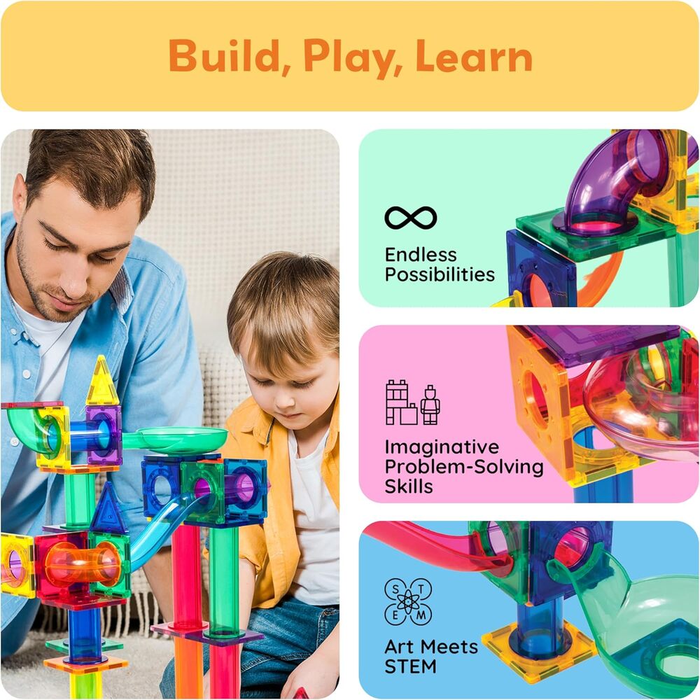Picasso Tiles - Magnetic Marble Run - 100 Pcs